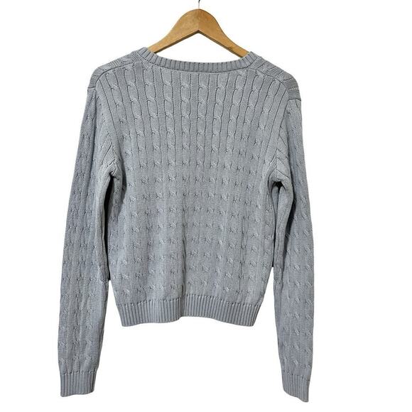 Brandy Melville Cable Knit V Neck Sweater OS Baby Blue Preppy Soft Girl Academia - Picture 2 of 7